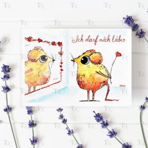 Ich Affirmation 01: Ich darf mich lieben, Aquarellmalerei, A5