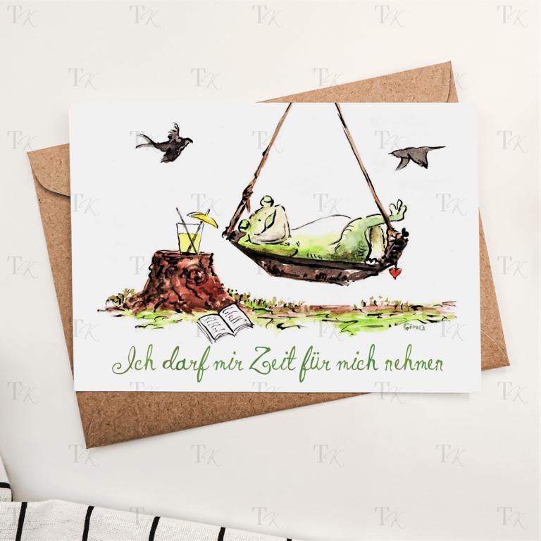 Ich Affirmation 08: Ich darf mir Zeit für mich nehmen, Aquarellmalerei, A5 Ich Affirmation 08: Ich darf mir Zeit für mich nehmen, Aquarellmalerei, A5