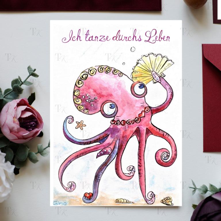 Ich Affirmation 14: Ich tanze durchs Leben, Aquarellmalerei, A5 Ich Affirmation 14: Ich tanze durchs Leben, Aquarellmalerei, A5