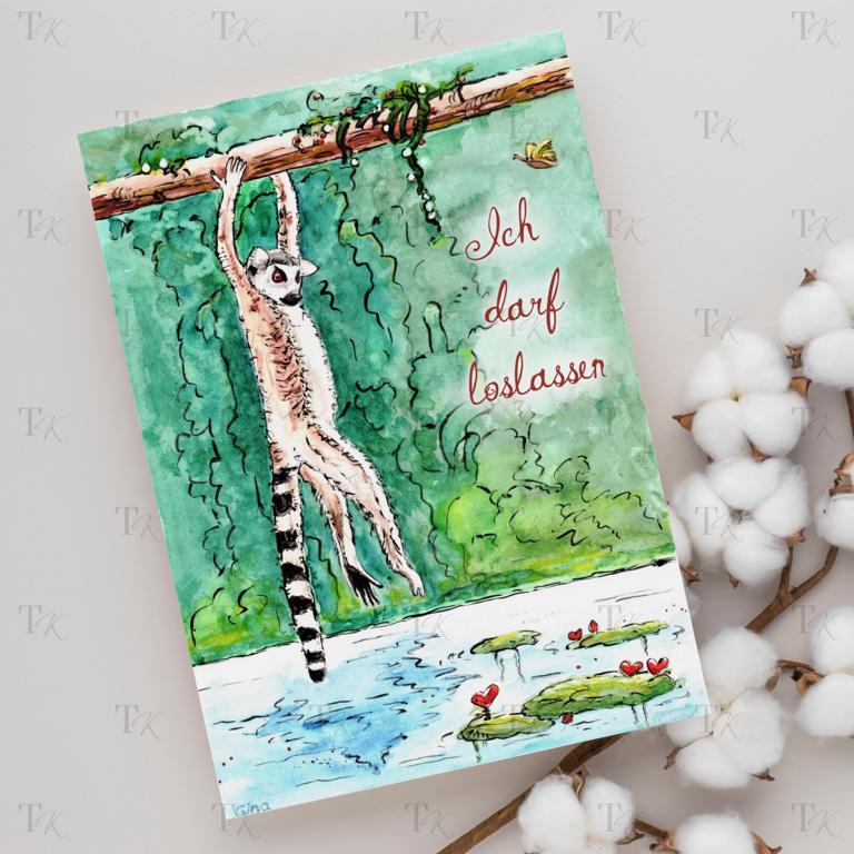 Ich Affirmation 18: Ich darf loslassen, Aquarellmalerei, A5 Ich Affirmation 18: Ich darf loslassen, Aquarellmalerei, A5