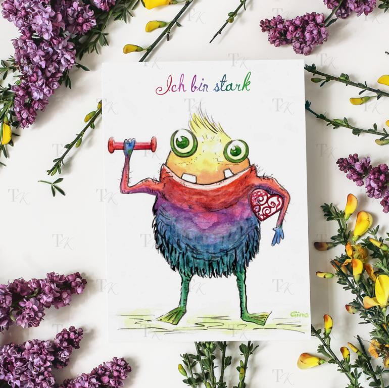 Ich Affirmation 19: Ich bin stark, Aquarellmalerei, A5 Ich Affirmation 19: Ich bin stark, Aquarellmalerei, A5