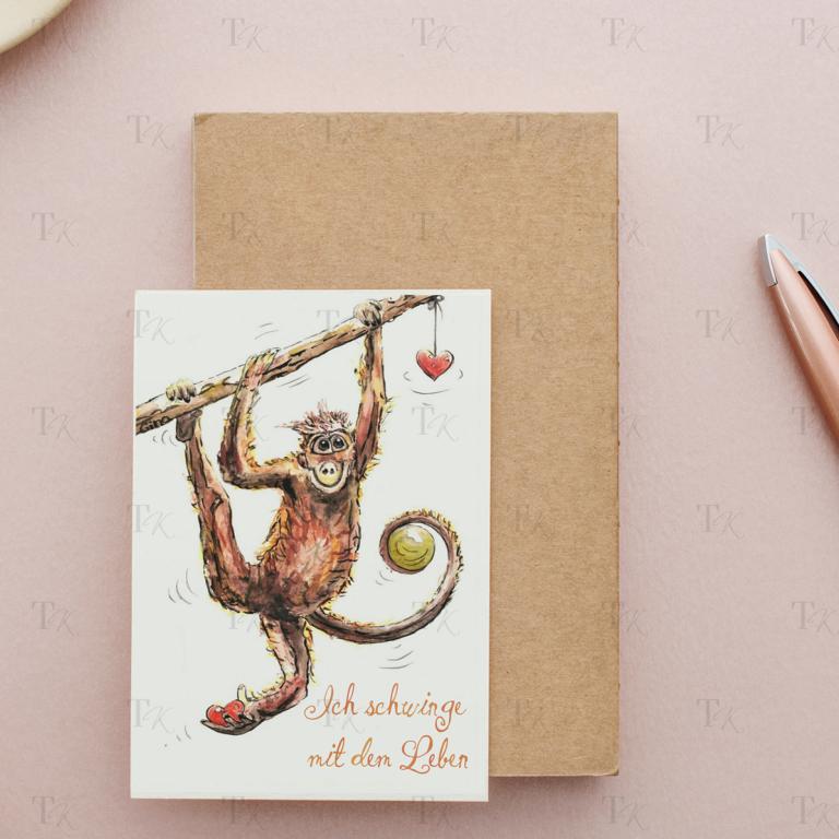 Ich Affirmation 20: Ich schwinge mit dem Leben, Aquarellmalerei, A5 Ich Affirmation 20: Ich schwinge mit dem Leben, Aquarellmalerei, A5