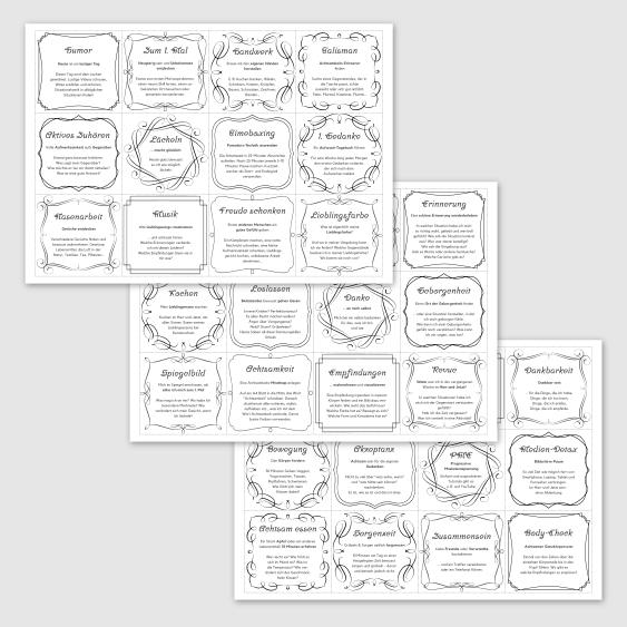 Therapiekram - Achtsamkeits-Challence mit 36 Achtsamkeitsübungen zum Ausdrucken. Printable, Therapietools Achtsamkeit für Psychotherapie und Coaching. Therapiekram - Achtsamkeits-Challence mit 36 Achtsamkeitsübungen zum Ausdrucken. Printable, Therapietools Achtsamkeit für Psychotherapie und Coaching.