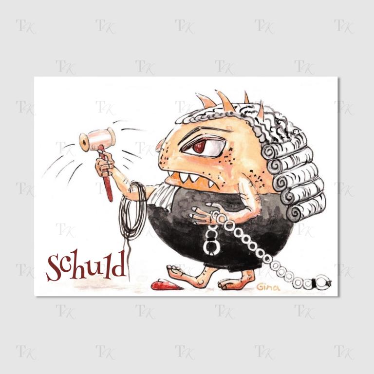 Monster der Gefühle - Therapiekram - Therapiekarten - Aquarellmalerei - Schuld (1) Monster der Gefühle - Therapiekram - Therapiekarten - Aquarellmalerei - Digitaldruck