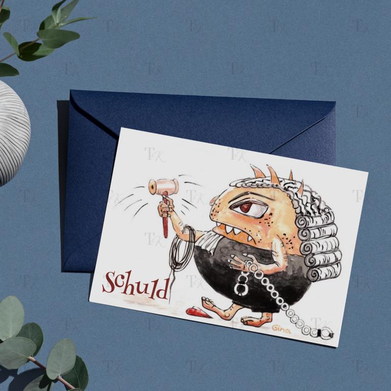 Monster der Gefühle - Therapiekram - Therapiekarten - Aquarellmalerei - Schuld (2) Monster der Gefühle - Therapiekram - Therapiekarten - Aquarellmalerei - Digitaldruck