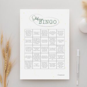 Therapiekram Therapietool: Selbstfürsorge Bingo. Spiel zur Erhöhung der selbstfürsorglichen Aktivitäten, spielbar alleine oder in der Gruppe. Psychotherapie, Beratung, Coaching.