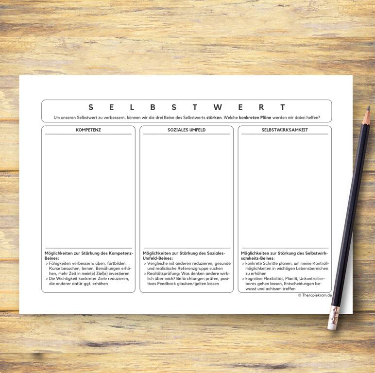 Therapiekram Arbeitsblätter Set um Thema Selbstwert: die drei Beine des Selbstwerts. Therapietools als PDF Sofortdownload. Therapiekram Arbeitsblätter Set um Thema Selbstwert: die drei Beine des Selbstwerts. Therapietools als PDF Sofortdownload.
