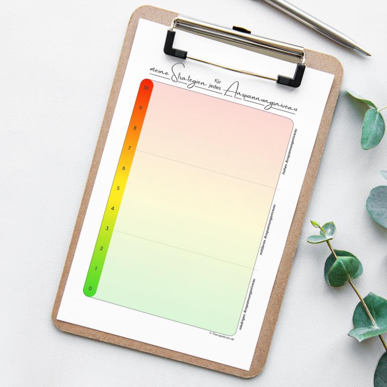 Therapiekram Arbeitsblatt Therapietool: Strategien, Skills und Verhaltensideen bei Anspannung und Stress, Stress-Ampel, Anspannungsskala. Therapiekram Arbeitsblatt Therapietool: Strategien, Skills und Verhaltensideen bei Anspannung und Stress, Stress-Ampel, Anspannungsskala.