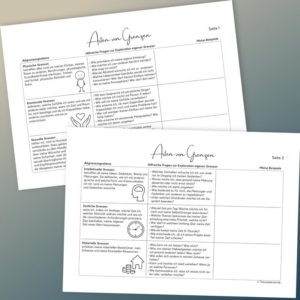 Therapiekram Arbeitsblatt Arten von Abgrenzung: Grenzen setzen, Abgrenzungsebenen, sexuelle Grenzen, physische Grenzen, emotionale Grenzen. Therapietools, PDF, Download.