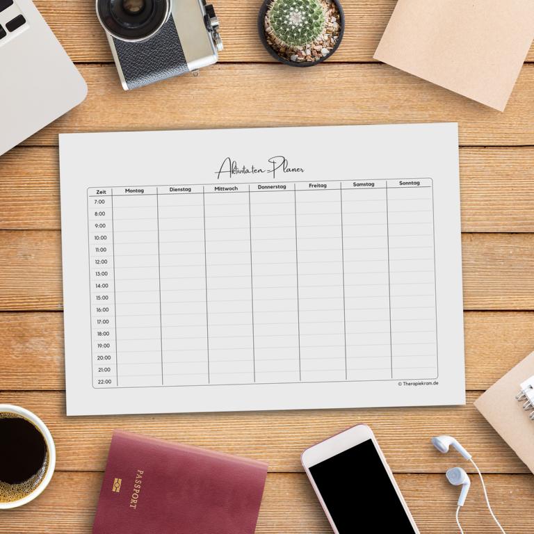 Therapiekram Arbeitsblatt: Aktivitäten-Planer. Therapietool zum Aktivitätsaufbau, Tagesstruktur, Selbstfürsorge, Etablierung neuer Gewohnheiten. Psychotherapie bei Depression, Burn-out, usw. PDF Sofortdownload. Therapiekram Arbeitsblatt: Aktivitäten-Planer. Therapietool zum Aktivitätsaufbau, Tagesstruktur, Selbstfürsorge, Etablierung neuer Gewohnheiten. Psychotherapie bei Depression, Burn-out, usw. PDF Sofortdownload.