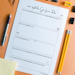 Therapiekram Arbeitsblatt: Gute Laune Fokus. Aufmerksamkeitslenkung, kognitive Umstrukturierung, Positiv-Tagebuch. Therapietool für positive Psychologie.