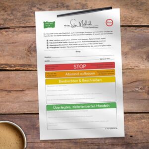 Therapiekram Arbeitsblatt: DBT Skill STOP Technik, Borderline, Psychotherapie.