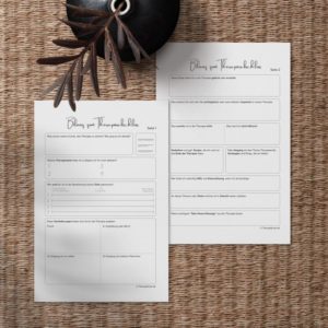 Therapiekram Arbeitsblätter zum Therapieende: Therapieabschluss-Bilanz. Zwei Seiten, PDF, Therapietools.