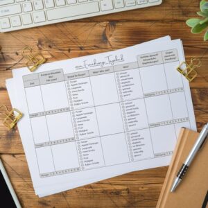 Therapiekram Arbeitsblatt Ernährungs-Tagebuch. Ernährungsprotokoll für die Selbstbeobachtung des Essverhaltens bei Essstörungen wie Magersucht, Bulimie, Binge-Eating.