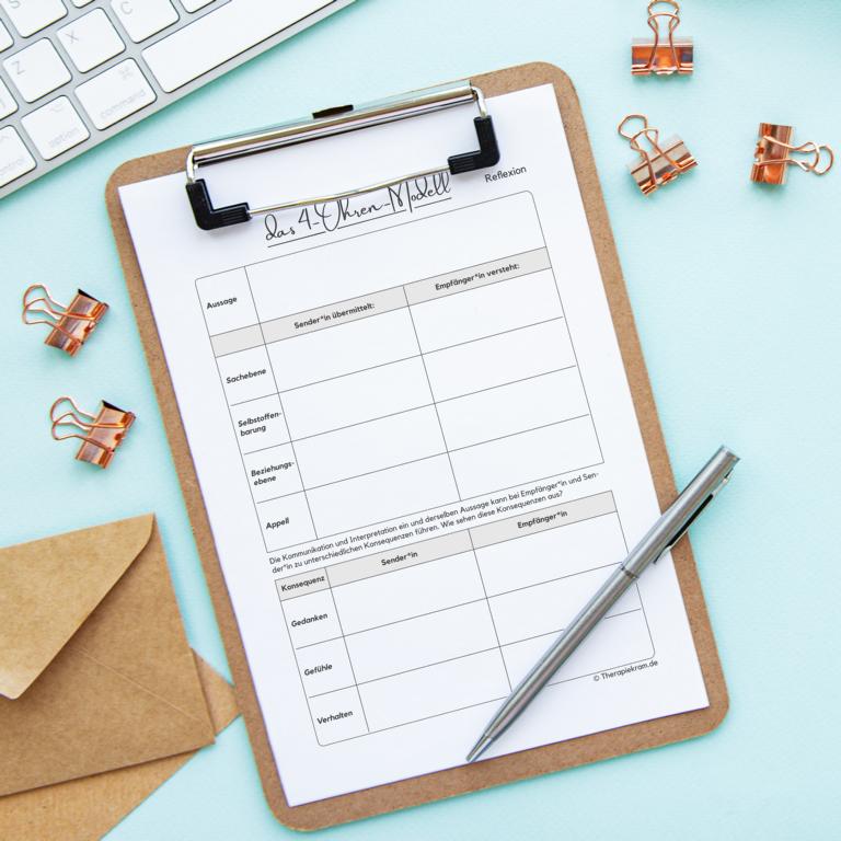 Therapiekram Arbeitsblatt: 4-Ohren-Modell von Schulz von Thun. Kommunikationsmodell mit vier Ebenen als PDF Download. Kommunikation, soziales Kompetenztraining, Gruppentherapie, Paartherapie, Gfk. Therapiekram Arbeitsblatt: 4-Ohren-Modell von Schulz von Thun. Kommunikationsmodell mit vier Ebenen als PDF Download. Kommunikation, soziales Kompetenztraining, Gruppentherapie, Paartherapie, Gfk.