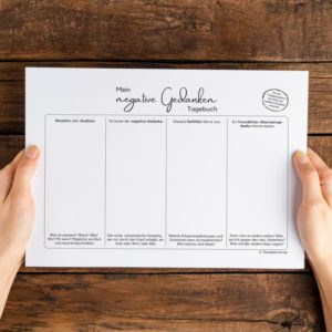 Therapiekram: Negative Gedanken Tagebuch Arbeitsblatt, Therapietools, PDF Download