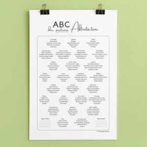 Therapiekram Arbeitsblatt: Liste positiver Aktivitäten. Psychotherapie, Aktivitätsaufbau, Ressourcenarbeit, Verhaltenstherapie.