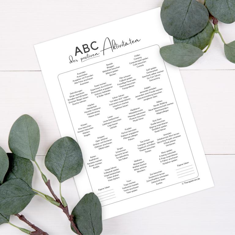 Therapiekram Arbeitsblatt: Liste positiver Aktivitäten. Psychotherapie, Aktivitätsaufbau, Ressourcenarbeit, Verhaltenstherapie. Therapiekram Arbeitsblatt: Liste positiver Aktivitäten. Psychotherapie, Aktivitätsaufbau, Ressourcenarbeit, Verhaltenstherapie.