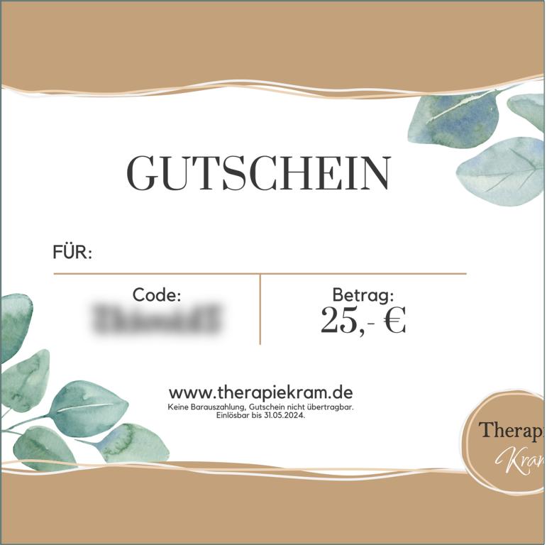 Therapiekram Gutschein 25 Therapiekram Gutschein für Therapietools und Arbeitsblätter