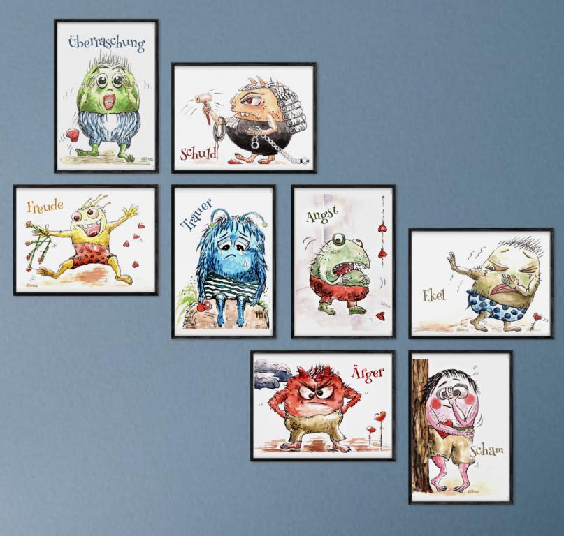 Therapiekram Monster der Gefühle Bundle Monster der Gefühle - Therapiekram - Therapiekarten - Aquarellmalerei - Digitaldruck