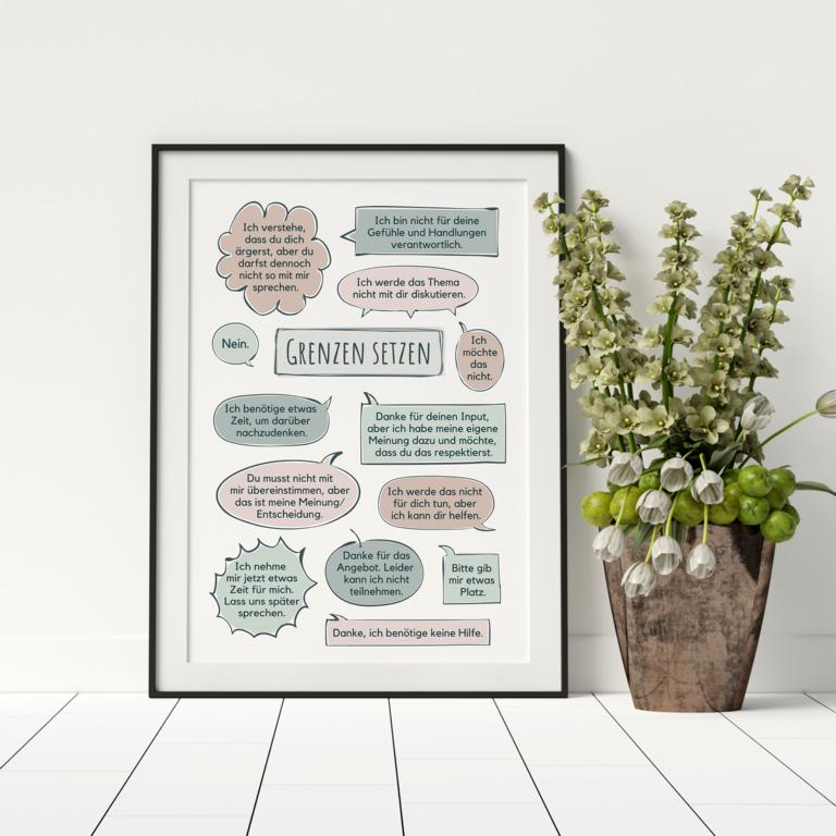 Therapiekram Poster zum Thema Abgrenzung. 13 Statements zum Grenzen setzen. Psychotherapie, Therapieposter, Therapietools. Therapiekram Poster zum Thema Abgrenzung. 13 Statements zum Grenzen setzen. Psychotherapie, Therapieposter, Therapietools.