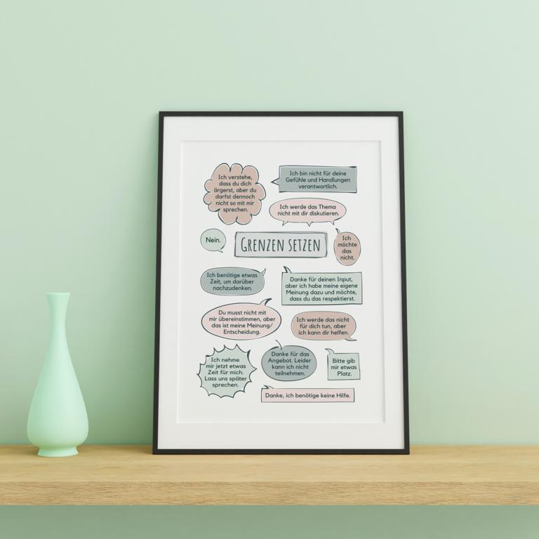 Therapiekram Poster zum Thema Abgrenzung. 13 Statements zum Grenzen setzen. Psychotherapie, Therapieposter, Therapietools. Therapiekram Poster zum Thema Abgrenzung. 13 Statements zum Grenzen setzen. Psychotherapie, Therapieposter, Therapietools.