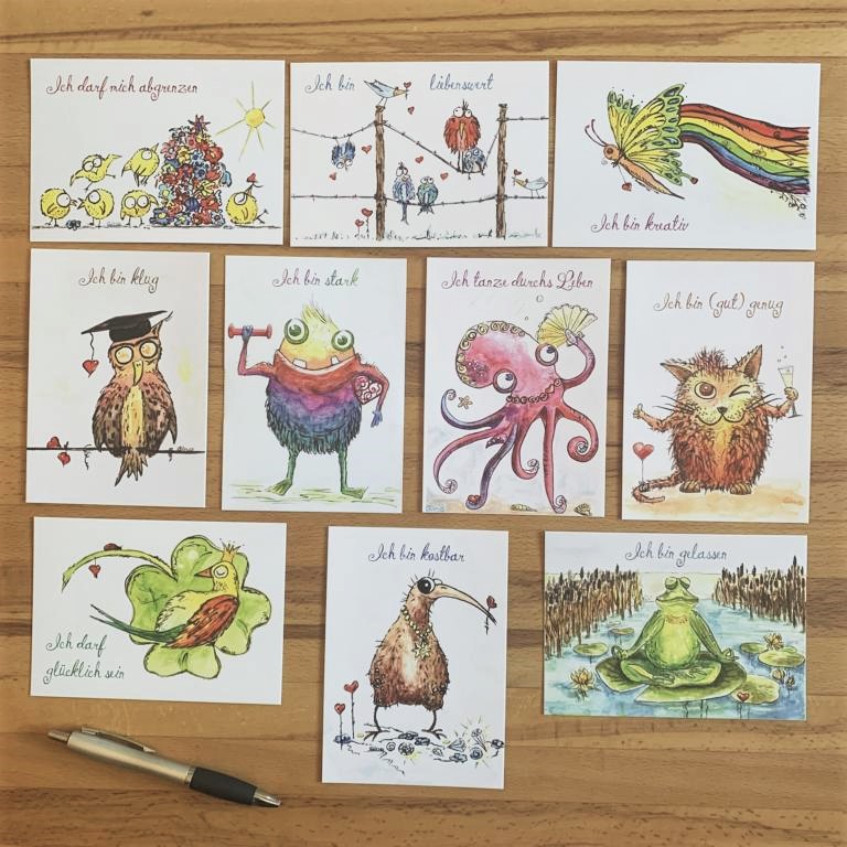 Therapiekram-Postkarten-Ich-Affirmationen-Set (2) Therapiekram Postkarten Set Ich-Affirmationen