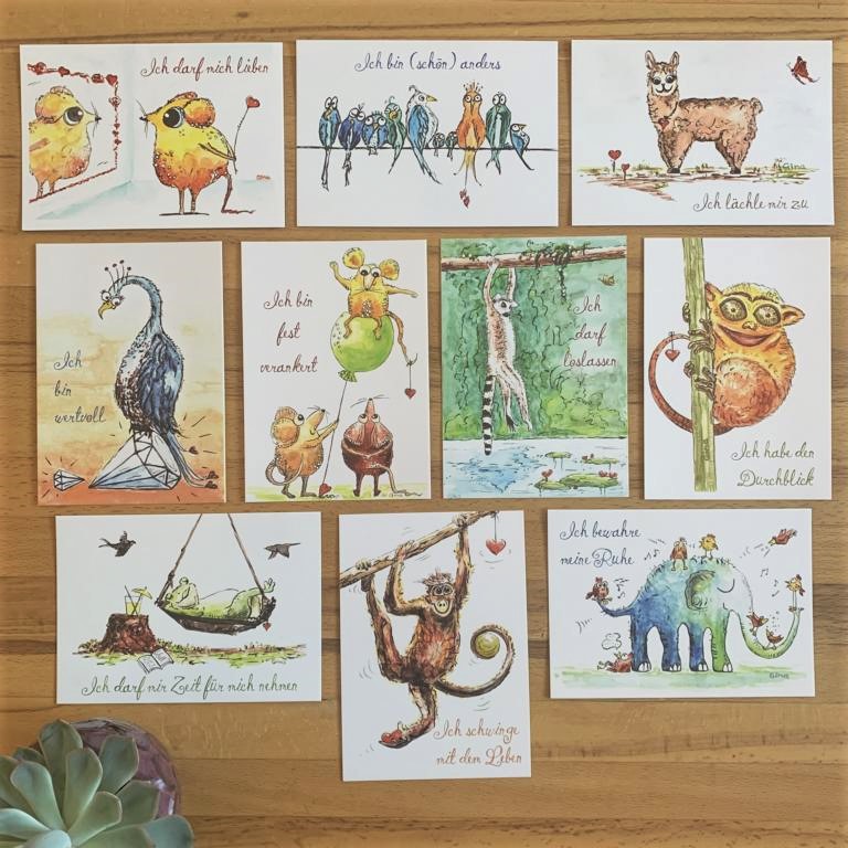 Therapiekram-Postkarten-Ich-Affirmationen-Set (6) Therapiekram Postkarten Set Ich-Affirmationen